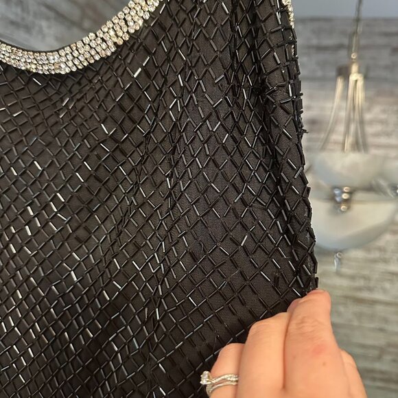 NWT Mac Duggal Black Beaded Spaghetti Strap Gown Sz 14 Formal Evening Dress - Picture 15 of 16